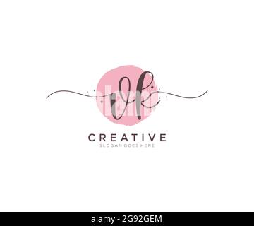 VK feminine Logo Schönheit Monogramm und elegantes Logo-Design, Handschrift Logo der ursprünglichen Signatur, Hochzeit, Mode, Blumen und botanischen mit kreativen Stock Vektor