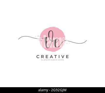 VE feminine Logo Schönheit Monogramm und elegantes Logo-Design, Handschrift Logo der ursprünglichen Signatur, Hochzeit, Mode, Blumen und botanischen mit kreativen Stock Vektor