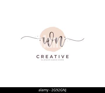 WN feminine Logo Schönheit Monogramm und elegantes Logo-Design, Handschrift Logo der ursprünglichen Signatur, Hochzeit, Mode, Blumen und botanischen mit kreativen Stock Vektor