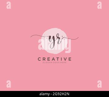 YR feminine Logo Schönheit Monogramm und elegantes Logo-Design, Handschrift Logo der ursprünglichen Signatur, Hochzeit, Mode, Blumen und botanischen mit kreativen Stock Vektor