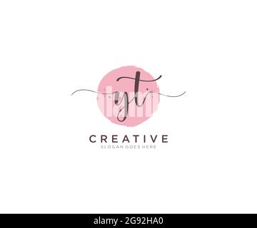 YT feminine Logo Schönheit Monogramm und elegantes Logo-Design, Handschrift Logo der ursprünglichen Signatur, Hochzeit, Mode, Blumen und botanischen mit kreativen Stock Vektor