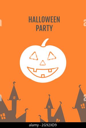 Halloween Party mit Kürbissen Grußkarte mit Glyphen Icon Element Stock Vektor