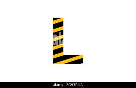 Initial Letter L schwarz und gelb Warnband flach minimalistischen Symbol-Logo-Design Stock Vektor