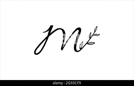 Initial Letter M floral Hand gezeichnet botanischen Boho Symbol Logo Design Vektor Illustration Stock Vektor
