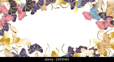 Ginkgo-Biloba-Blätter-Muster im trendigen Minimal-Style. Blätter von Ginkgo bilboa. Florales Design für Luxus elegante Wandkunst, Innenarchitektur, Druck auf Stock Vektor