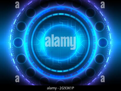 Futuristischer Sci-Fi-leuchtender HUD-Nutzer. Digitale Infografik mit Daten. Abstraktes Hologramm Hi-Tech Hintergrund. Virtual-Reality-Technologie elektrisch Stock Vektor