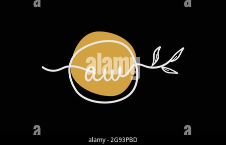 Botanisches Logo im AW- oder WA-Boho-Stil in flachem, minimalistischem Design Stock Vektor