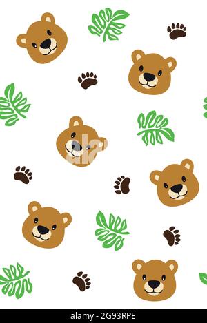 Bär Illustration Collage, unendliche Hintergrundmuster Stock Vektor