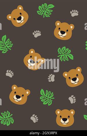 Bär Illustration nahtlose Muster auf dunklem Hintergrund Stock Vektor