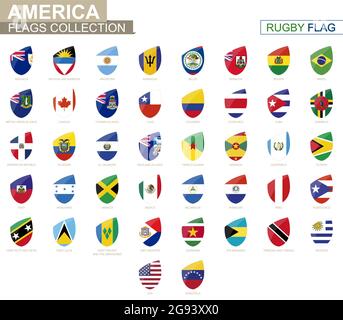 Sammlung amerikanischer Flaggen. Rugby-Flagge gesetzt. Vektorgrafik. Stock Vektor