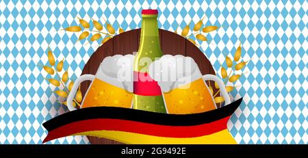 Oktoberfest-Illustration mit Bier Stock Vektor