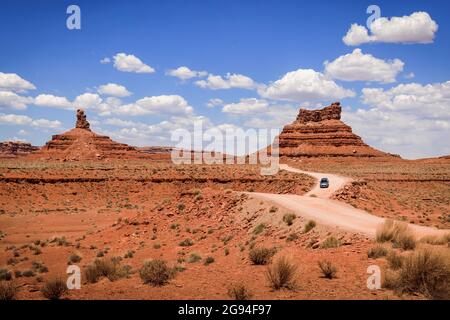 Landschaftsaufnahmen im Tal der Götter von Utah, in der Nähe von Bären Ohren. Stockfoto