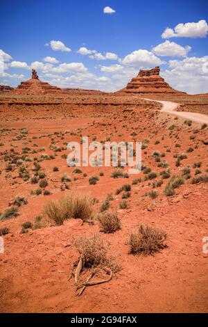 Landschaftsaufnahmen im Tal der Götter von Utah, in der Nähe von Bären Ohren. Stockfoto