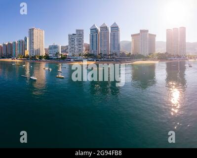 Schöne Aussicht auf den Strand, Luftaufnahme des Meeres, acapulco Strand Stockfoto