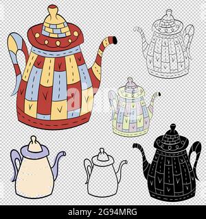 Vector Set von Teekannen im skandinavischen Stil. Isolierte Objekte. Stock Vektor