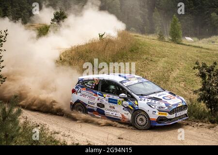 50 Koci Martin (cze), Tesinsky Petr (cze), Ford Fiesta Rally4, Aktion während der Rallye Estland, 7. Runde der FIA WRC-Meisterschaft 2021 vom 15. Bis 18. Juli in Tartu, Kreis Tartu in Estland - Foto Nikos Katikis / DPPI Stockfoto