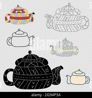 Vector Set von Teekannen im skandinavischen Stil. Isolierte Objekte. Stock Vektor