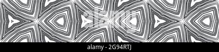 Nahtlose Mosaikumrandung. Schwarzer symmetrischer Kaleidoskop-Hintergrund. Wunderschönes dekoratives Design-Element für den Hintergrund. Nahtloses Retro-Mosaik-Design. Stockfoto