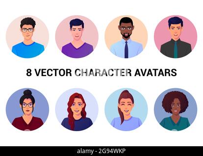 Set aus verschiedenen Personen Avatare und Porträts Premium Vektor Illustration Stock Vektor