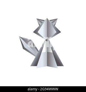 vektor Wolf aus Papier auf weißem Hintergrund Stock Vektor