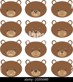 Einfache Satz von Bär Vektorlinien-Symbol. Enthalten solche Symbole einfachen Bär mit Mimik und mehr Stock Vektor