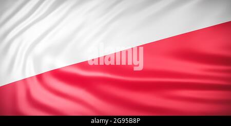 Schöne Indonesien Flagge Welle Nahaufnahme auf Banner-Hintergrund mit Kopierraum., 3d-Modell und Illustration. Stockfoto