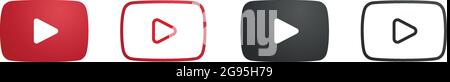 Play-Taste YouTube, Sie Rohr Video-Symbol, Logo-Symbol rotes Banner, flachen Vektor, Social-Media-Zeichen, mobile App, Web-Video-Marke Vektor Stock Vektor