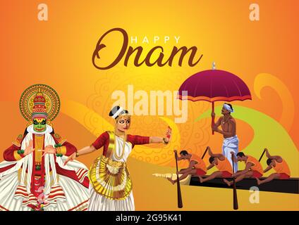 south Indian Kerala Festival glücklich onam Grüße Hintergrund. vektor-Illustration Design Stock Vektor