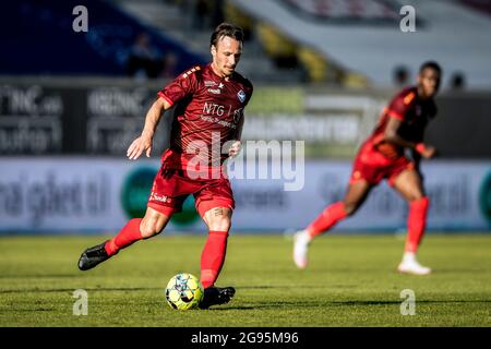 Horsens, Dänemark. Juli 2021. Mike Jensen (7) von HB Koege beim NordicBet Liga-Spiel zwischen AC Horsens und HB Koege in der Casa Arena in Horsens. (Foto: Gonzales Photo/Alamy Live News Stockfoto