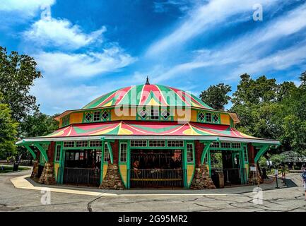 1921 ERA Dentzel Carousel in Glen Echo Park, Maryland Stockfoto