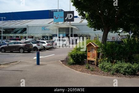 Ein Bienen- und Insektenhotel im Stadtzentrum von Southampton, das der Umwelt und der einheimischen Tierwelt helfen soll. Stockfoto