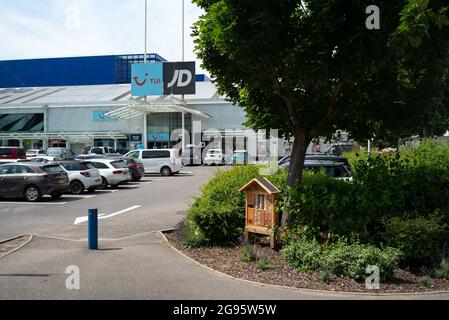 Ein Bienen- und Insektenhotel im Stadtzentrum von Southampton, das der Umwelt und der einheimischen Tierwelt helfen soll. Stockfoto