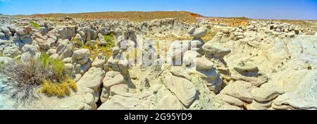 Feld der Hoodoos in Goblin Garden in den Flat Tops des Petrified Forest National Park Arizona. Stockfoto