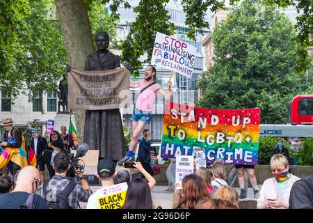 Reklaim Pride Protest, London, organisiert von Peter Tatchell Stockfoto