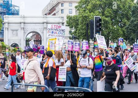 Reklaim Pride Protest, London, organisiert von Peter Tatchell Stockfoto