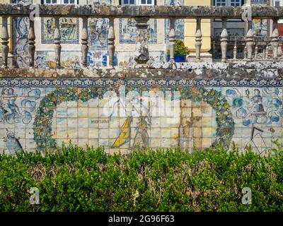 Der Garten des Fronteira Palace ist mit einer Allegorie auf den Planeten Merkur verkleidet Stockfoto