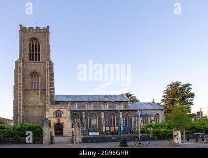 NORWICH, GROSSBRITANNIEN - 06. Aug 2016: Nahaufnahme der alten Kirche von St. Giles in Norwich in Norfolk, Großbritannien Stockfoto