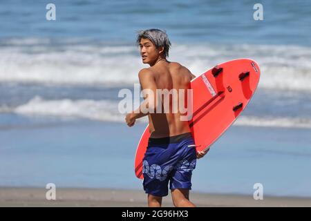 Chiba, Japan. Juli 2021. Kanoa Igarashi (JPN) Surfen: Während der Olympischen Spiele 2020 in Tokio am Tsurigasaki Surfing Beach in Chiba, Japan. Quelle: KONDO/AFLO/Alamy Live News Stockfoto