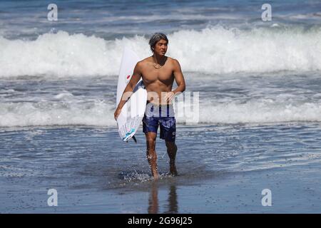 Chiba, Japan. Juli 2021. Kanoa Igarashi (JPN) Surfen: Während der Olympischen Spiele 2020 in Tokio am Tsurigasaki Surfing Beach in Chiba, Japan. Quelle: KONDO/AFLO/Alamy Live News Stockfoto