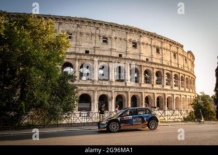 07 Nil SOLANS (ESP), Marc MARTI (ESP), Skoda Fabia Rally2 Evo, Rallye Team Spanien, Aktion während der FIA ERC Rally di Roma Capitale 2021, 3. Runde der FIA European Rally Championship 2021, vom 23. Bis 25. Juli 2021 in Roma, Italien - Foto Alexandre Guillaumot / DPPI Stockfoto