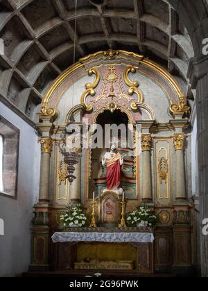 Altar von Igreja Matriz de Santa Cruz da Graciosa, Azoren Stockfoto