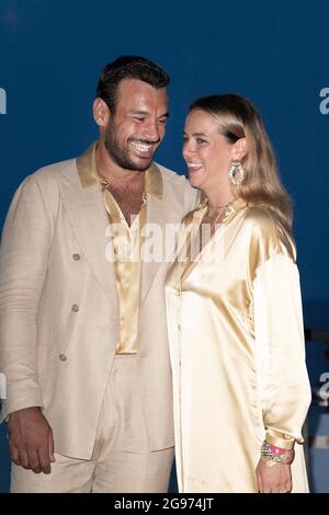 Pauline Ducruet und Maxime Giaccardi nehmen am 24. Juli 2021 in Monte-Carlo, Monaco, an der „Fight AIDS Gala“ im Sporting Monte-Carlo Teil. Foto von David Niviere/ABACAPRESS.COM Stockfoto