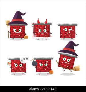 Halloween Ausdruck Emoticons mit Cartoon-Charakter von Kamin. Vektorgrafik Stock Vektor