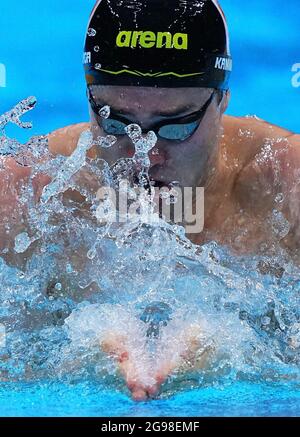 Tokio, Japan. Juli 2021. Arno Kamminga aus den Niederlanden tritt im Halbfinale der Männer mit 100 m Brustschwimmen bei den Olympischen Spielen 2020 in Tokio, Japan, am 25. Juli 2021 an. Quelle: Xu Chang/Xinhua/Alamy Live News Stockfoto