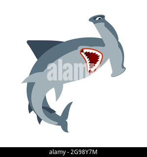Hammerschopf-Hai isoliert. Fischhammer. Vektor-Illustration für marine Raubtiere Stock Vektor
