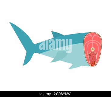 Stück Fischsteak isoliert. Lebensmittel-Vektor-Illustration Stock Vektor