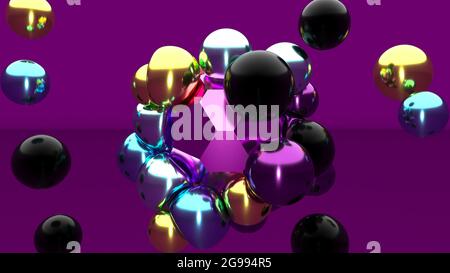 Moderne Soft Body Physics 3d Metall elastische Formen Bounce Konzept Fluid Art 3d Render Stockfoto