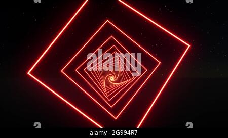 Red Neon Tunnel Technology Network Concept vr Software 3d Render Stockfoto