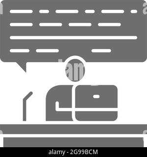 Online-Beratung, Training zu Hause, Web-Bildung graues Symbol. Stock Vektor