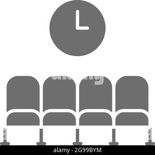 Schild Wartehalle, Flughafensitze, graues Symbol Wartesaal. Stock Vektor